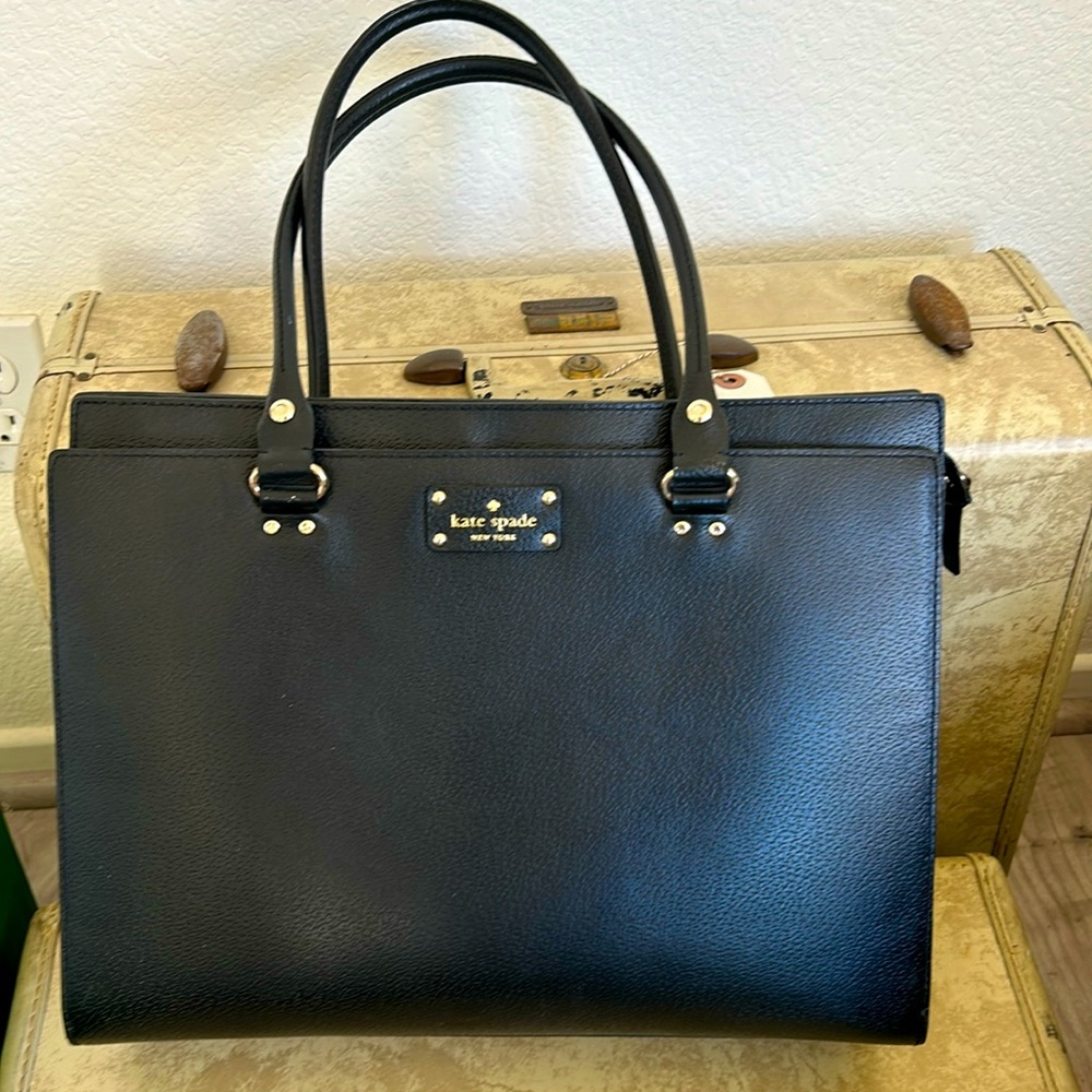Black Leather Kate Spade Attaché laptop briefcase